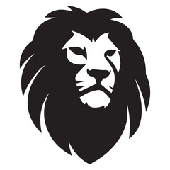 Fototapeta premium Black and white lion head silhouette vector illustration for logo design