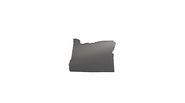 Oregon state map shape and name animation on white background