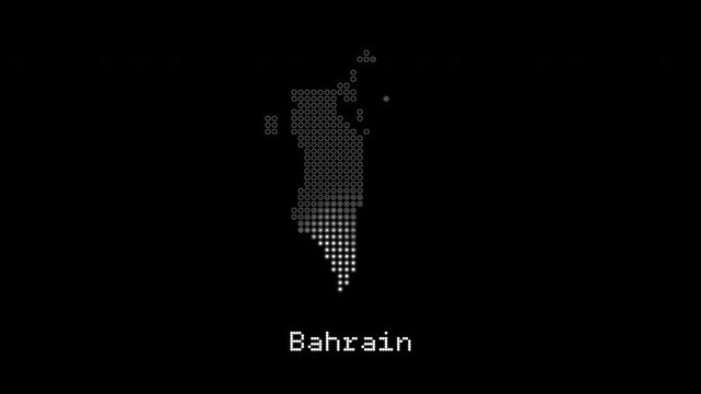 Digital bahrain map animation on black background