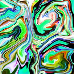 Obraz premium Dynamic Mint Green and Aqua Fluid Marble Pattern with Warm Orange Accent