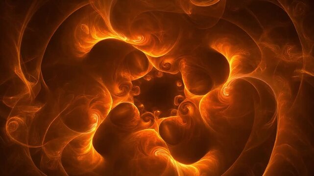 Abstract swirling orange smoke patterns in dark background