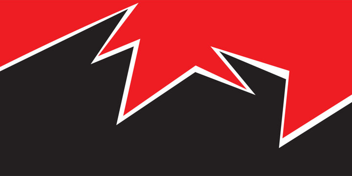 Abstract red and black geometric sharp angular wave pattern with white outline border design element for background vector banner