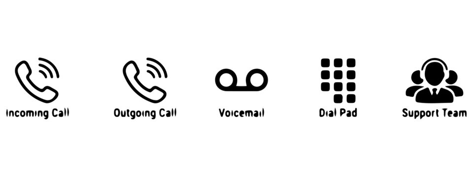 Incoming outgoing call voicemail dial pad support team icon set