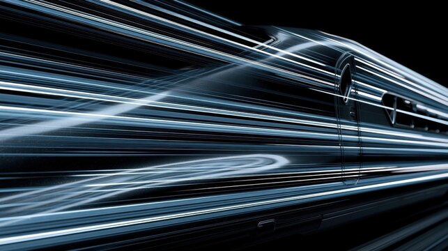 High-substance projectile train in motion with light trails