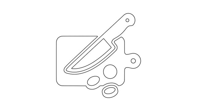 Kitchen knife with beetroot icon animation