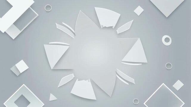 Abstract white geometric shapes fading transition animation