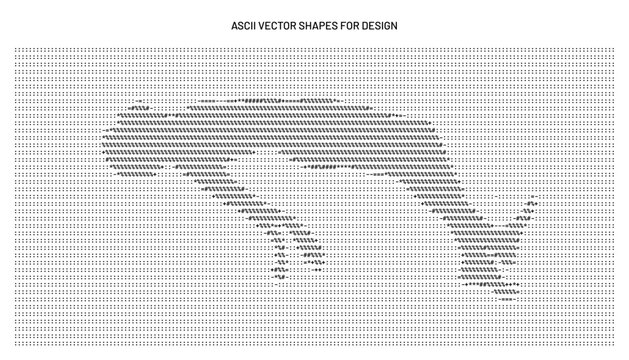 ASCII art, shape typography background vector illustration, binary code portrait, matrix texture element, object made of symbols and text
