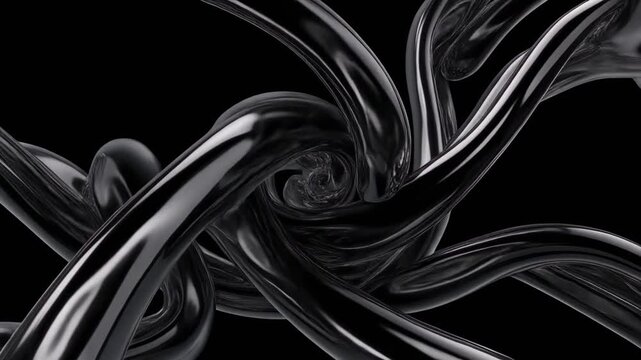 Abstract white ink swirls animation on black background