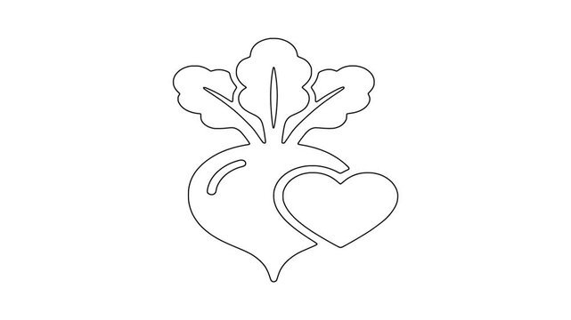 Beetroot with heart icon animation
