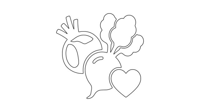 Beetroot with heart icon animation