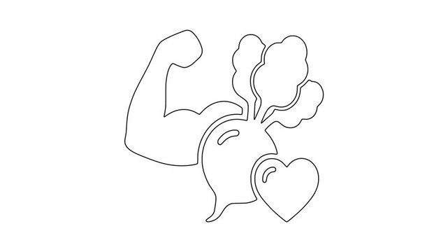 Flexing arm with beetroot icon animation