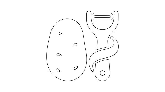 Beetroot with vegetable peeler icon animation