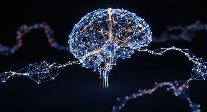 Abstract glowing brain with neural network connections