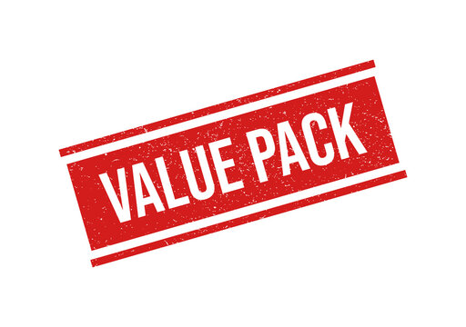 Red value pack label with bold text isolated on transparent background