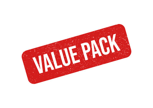 Red value pack badge with bold text isolated on transparent background