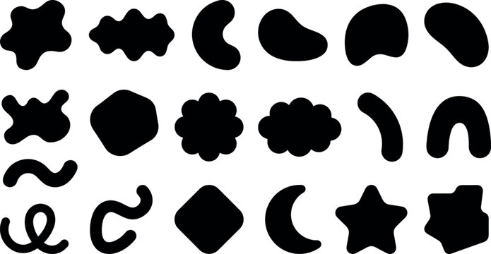Abstract Organic Blob Shapes and Geometric Silhouette Elements Set for Modern Graphic Design and Branding