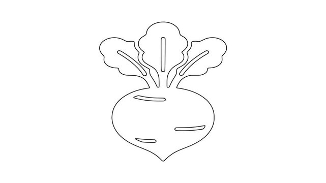 Large beetroot with leaves icon animation