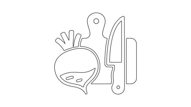 Beetroot with kitchen knife icon animation