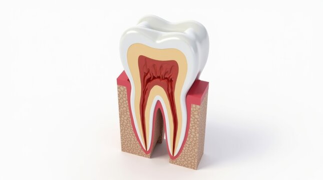 Anatom&iacute;a dental que muestra el esmalte, la dentina, la c&aacute;mara pulpar, la ra&iacute;z y el tejido gingival circundante