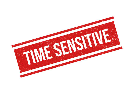 Red time sensitive stamp or label isolated on transparent background