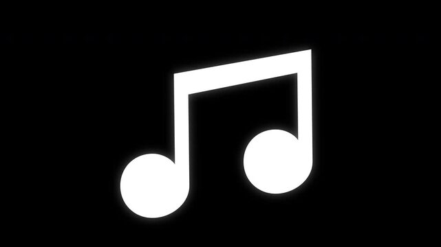 White Minimalist Musical Note Symbol Isolated on Black Background