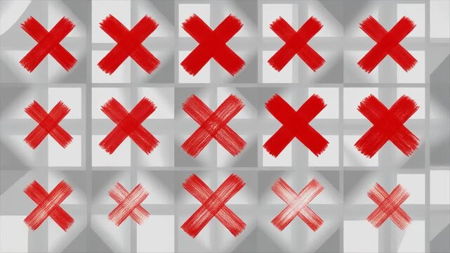 Abstract red cross pattern animation on grid background