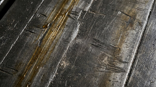 Close-up of a textured, scratched metallic surface with signs of wear and rust.
