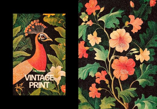 Vertical Vintage Printer Effect For Poster And Print Design