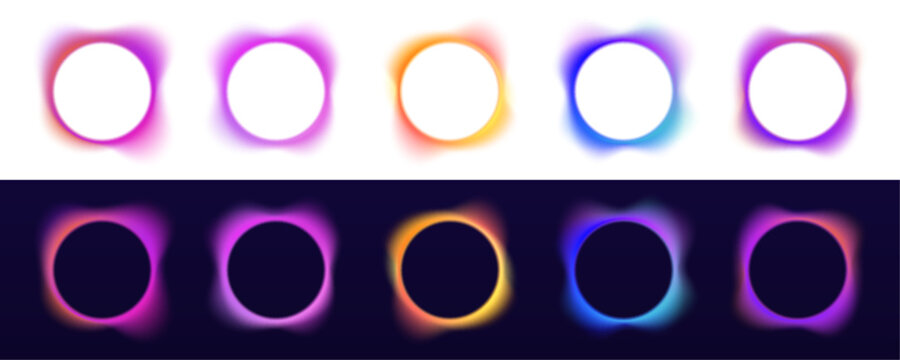Radiant circular rings glow with a soft futuristic halo. Smooth light transitions enhance the simple geometry. Great for websites, social media graphics, posters, and digital projects.