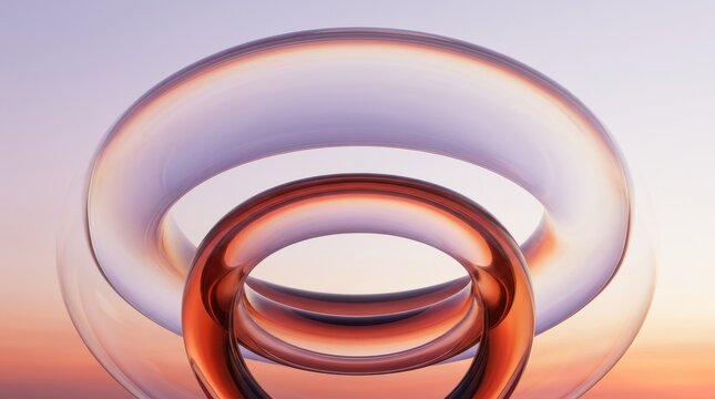 Abstract Translucent Glass Torus Floating in a Gradient Sky Background