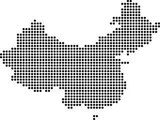 Obraz premium China dotted map with circular dot pattern, abstract vector geographic silhouette on blue background