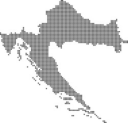 Obraz premium Croatia dotted map with circular dot pattern, abstract vector geographic silhouette on blue background