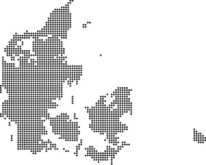Obraz premium Denmark dotted map with circular dot pattern, abstract vector geographic silhouette on blue background