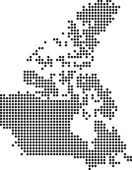 Obraz premium Canada dotted map with circular dot pattern, abstract vector geographic silhouette on blue background