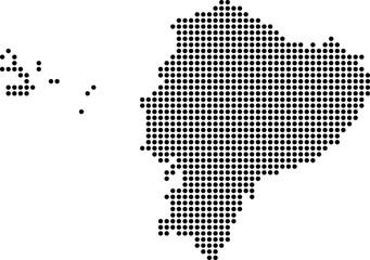 Obraz premium Ecuador dotted map with circular dot pattern, abstract vector geographic silhouette on blue background
