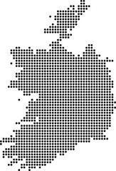 Ireland dotted map with circular dot pattern, abstract vector geographic silhouette on blue background © garrykillian