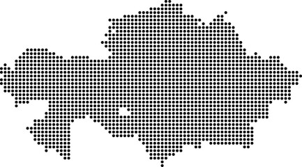 Obraz premium Kazakhstan dotted map with circular dot pattern, abstract vector geographic silhouette on blue background