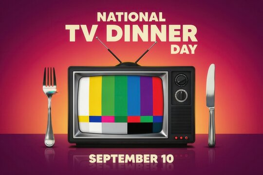 National tv dinner day concept with vintage television