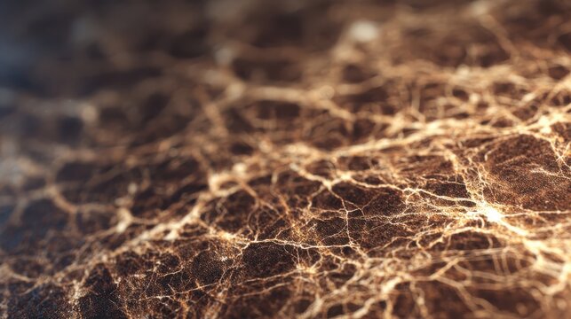 Abstract golden brown cobweb texture background, macro spiderweb silk fibers, Halloween spooky organic pattern backdrop