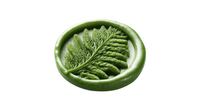 Green wax seal with fern imprint for crafts