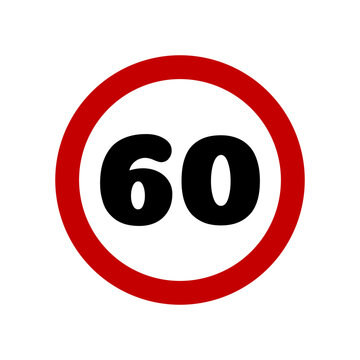Speed limit 60 traffic sign vector.