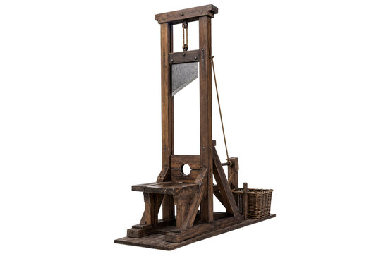 Wooden structure of guillotine with rope for execution history isolated on transparent background png element