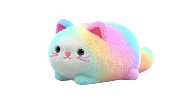 Colorful fluffy cat toy rainbow pastel design