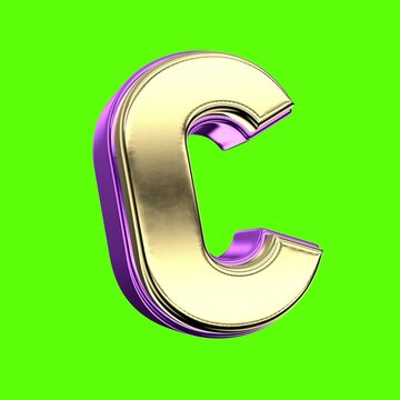 Font 3D Render C Letter Green Background