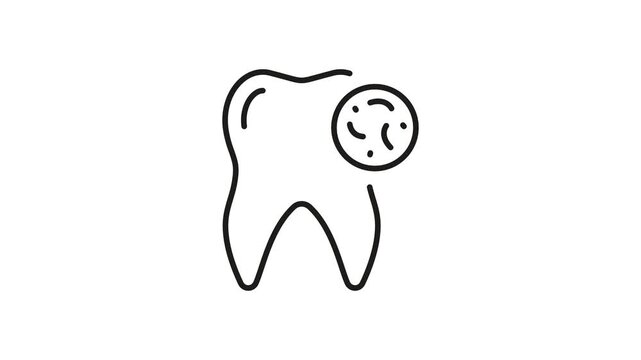 Tooth With Bacteria Animated Icon With Alpha Channel. Dental Health, Oral Hygiene, And Cavity Prevention Motion Graphic. On Transparent Background