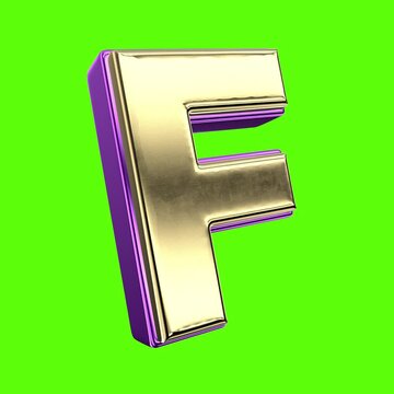 Font 3D Render F Letter Green Background