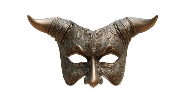 Bronze devil mask with horns for halloween costume