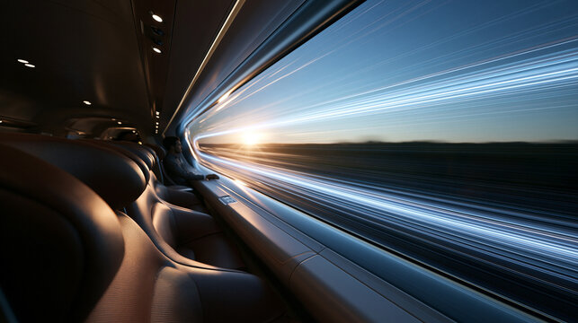 Futuristic High Speed Train Interior with Motion Blur
