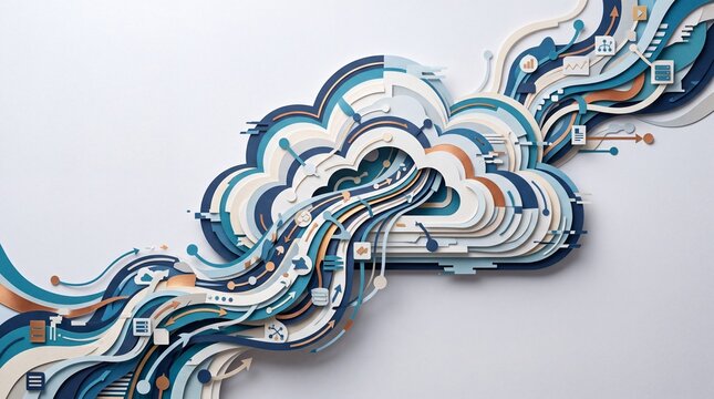 Cloud Computing and Data Flow Papercraft Concept