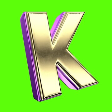 Font 3D Render K Letter Green Background